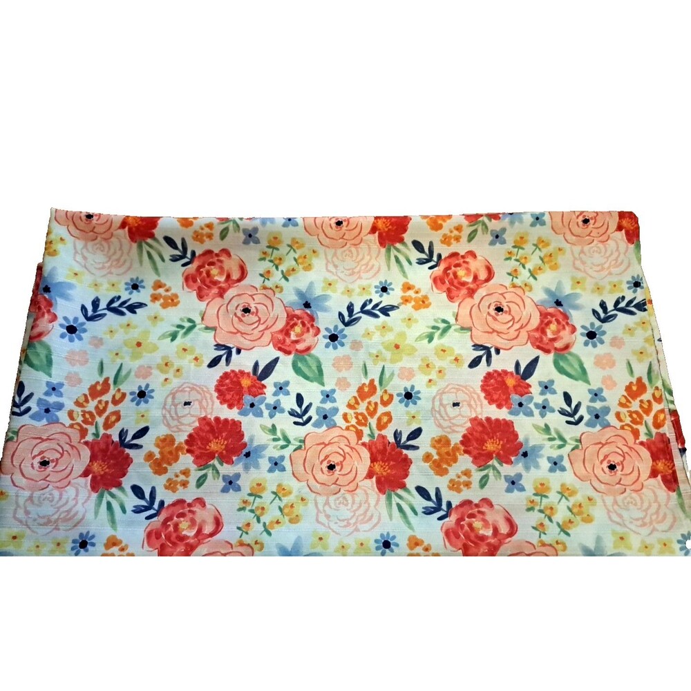 Rose Floral Tablecloth Oblong Pink Orange Yellow Country Garden Cottage 65x60